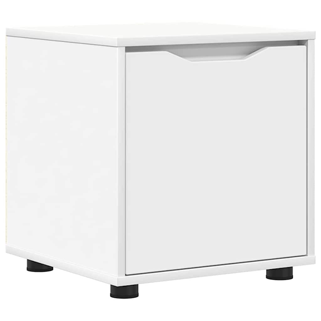 Badezimmerschrank Weiß, 40,5 x 40 x 44 cm Badschrank aus Holzwerkstoff mit Schublade und Fach, moderner Unterschrank für Kosmetik und Handtücher, minimalistisches Design