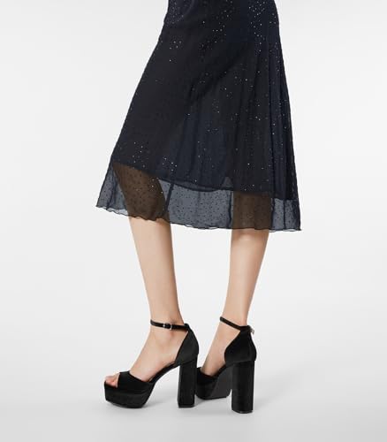 Arromic Women's Platform Strappy Heels High Chunky Sandals 4.5 Inches Square Open Toe Heeled Sandals Black Blue Red Ankle Strap Sexy Pumps Prom Dress Party Wedding Shoes4