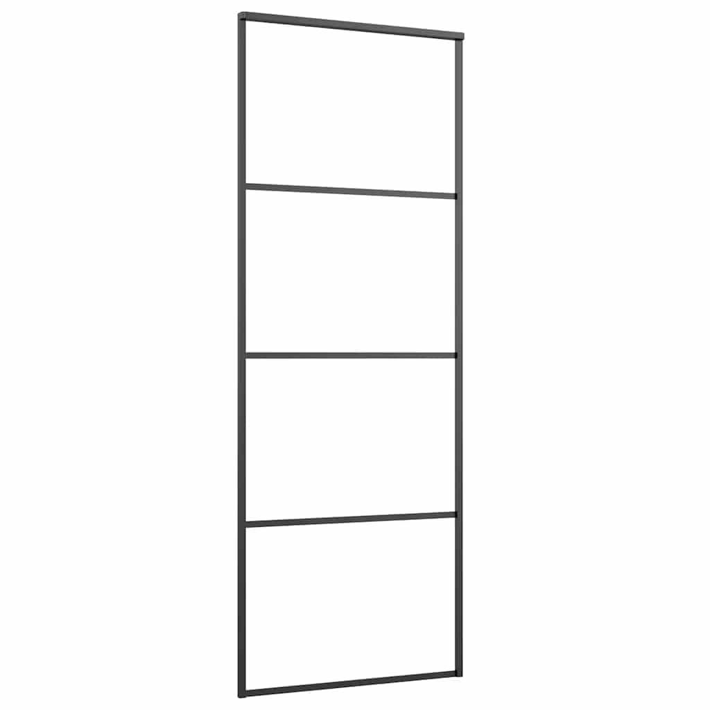 Drzwi przesuwne z okuciem 76 x 205 cm szkło ESG czarne system drzwi przesuwnych drzwi wewnętrznych