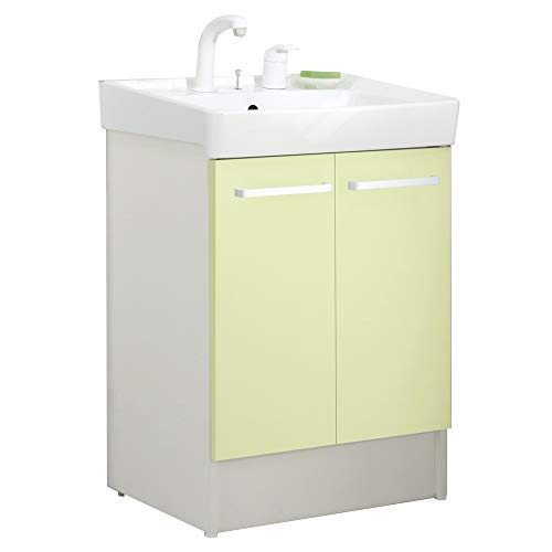 LIXIL(リクシル) INAX 洗面化粧台 D7シリーズ シングルレバー洗髪シャワー水栓 扉タイプ 寒冷地仕様 ミントグリーン 間口600mm D7N5-605SYN-W/HF2W