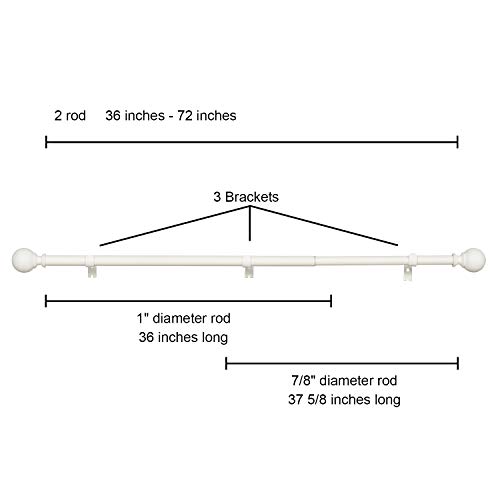 Kemmie 1 Inch Classic Window Curtain Rod With Round Finials Simple Single Telescoping Drapery Rod thumb #1