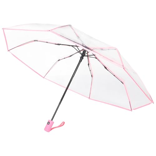 Genérico Paraguas Plegable Transparente Automático de Tres Pliegues, Resistente al Viento y Lluvia, Ligero y Compacto Adecuado para Viajes y Uso Diario