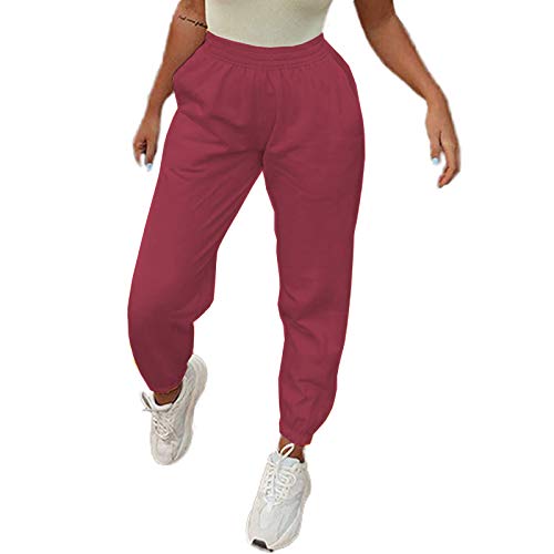 Ma.Lina.Ann Women Jogger Pants High Waist Athletic Sweatpants Active Yoga Lounge Workout Running Pants Trousers (Red Wine, X-Large)