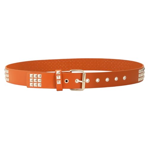 Black Punk Belt PU Leather Studded Holes Star Belt for Jeans unisex4