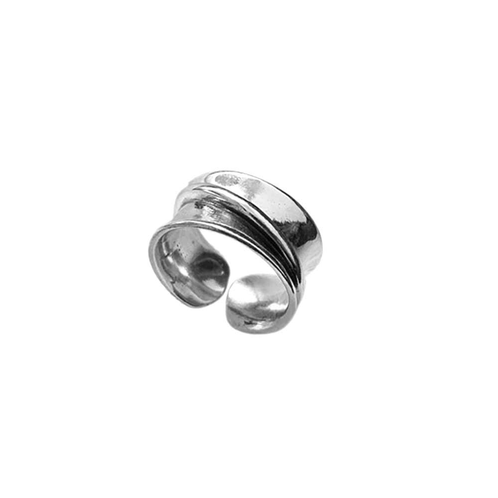 Anello In Argento 925 Da Donna,S925 Linee In Argento Sterling Grosso Anelli Regolabili Retrò Minimalista Anello Per Dito Indice Argento Anello Eterno Fascino Matrimonio Gioielli Regali Per Uomini R