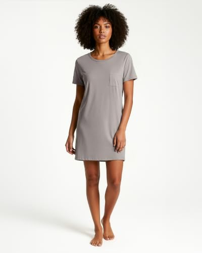 Image of Real Essentials 3 Pack: Women's Short Sleeve Nightgown Dress - Nightshirt Pajama Sleep Shirt Sleepwear (Available In Plus)