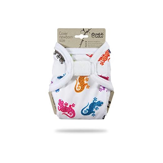 Petit Lulu Neugeborenen Überhose (2-6 kg) für Stoffwindeln Klett (Geckos)