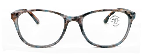 Image of Women Marble Print Clear Progressive Reading Glasses - Zero Power On Top - No Bubble Reader Z121