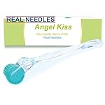 Derma Roller Real Needles - Angel Kiss 0.30mm Microneedling Roller with Case - 192 Stainless Steel Micro Needling Dermal Kit for Face, Scalp, Body - At Home Microdermabrasion Roller for Women Men
