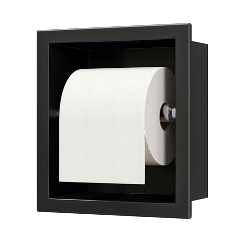 Neodrain Matte Black Recessed Toilet Paper Holder for Standard/Mega Roll