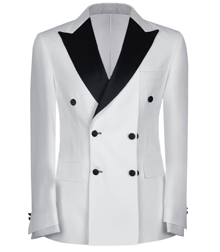 Men's Black Suit Jacket Classic Fit Peaked Lapel Double Breasted Blazer Sport Coat