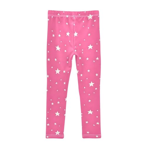 Pink Shiny Stars Girls Leggings Ultra Soft Compression Yoga Gym Pants for Kids 4-10T2