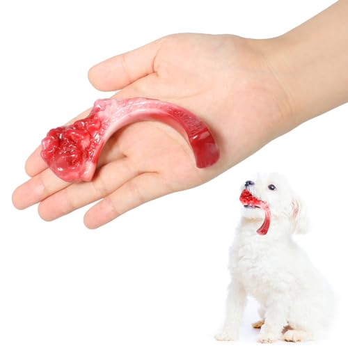 ZONSUSE Giocattoli per Cuccioli Aggressivi Masticatori,Giocattoli da Masticare per Cuccioli,Sapore di Manzo,Ossa per Cani in Nylon Resistente,per Cucciolo Noioso Giocare Denti Puliti (Bistecca S)