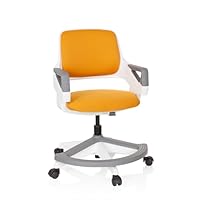 hjh OFFICE Kinder- und Jugendstuhl Kid Flex Mitwachsender Drehstuhl, Verstellbare Rückenlehne & Fußablage, Orange