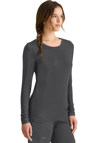 Image of Healing Hands Underscrub Long Sleeve Women Knits Scrub Tops | Soft Cotton Blend Knit, Breathable Stretch Comfort, Machine Wash, Easy Care Fabric, Ideal For Layering Under Scrubs