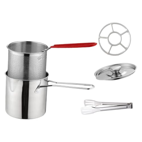 GALPADA Olla Freidora Mini de Acero Inoxidable con Cesta y Tapa Olla para Freír al Aire Compatible Mayoría de Cocinas Ligera y Versátil para Patatas Verduras y Carnes