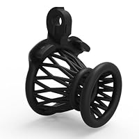 Seckoe Nylon Belüftung Peniskäfig Set mit Cockringe Extrem Chastity Cage Male Pink Penis Cage Penis Käfig Sissy Cock Cage Flat SM Bondage Keuschheitsgürtel Sexspielzeug für Männer（Schwarz） – Ansicht 6