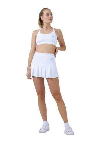 SPORTKIND - SPORTKIND Jupe plissée avec Short intégré pour Tennis/Hockey sur Gazon/Golf pour Filles et Femmes, Blanc, Taille 12-13 Ans (1158)