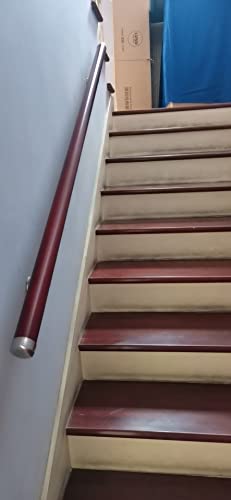 Rampe d'escalier pour personnes âgées, appui bois 0.5m rouge