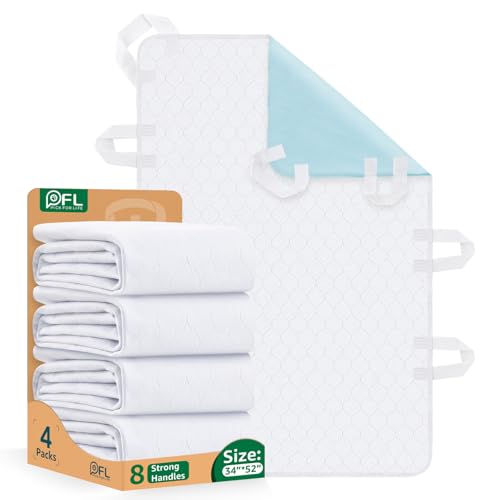 Image of Incontinence Bed Pads Washable with 8 Handles for Bedridden Care, 34 inchx52 inch