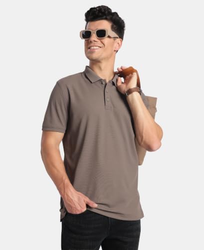 Image of Jockey AM38 Men Nylon Regular Fit Solid Half Sleeve Polo T-Shirt with StayDry & StayFresh Technology
