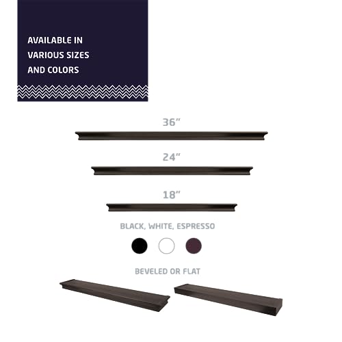 HIGH & MIGHTY 515618 Decorative 36" Floating Shelf Holds up to 25lbs, Easy Tool-Free Dry Wall Installation, Beveled, Retail Packaging, Espresso by Hillman - Image 6