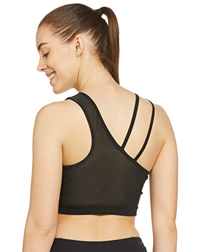 Image of Reebok Women's Polyester Blend Solid Fitted Crop Non-Padded Bra