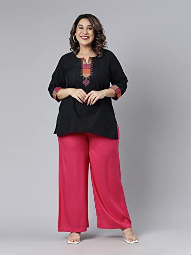 Image of GO COLORS Soft Viscose Basic Palazzo Full Length for Women| Breathable, Mid Rise, Relaxed Fit
