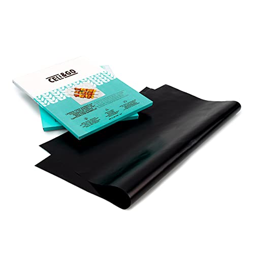 CELI&GO BBQ Grillmatte, 4 Stück, wiederverwendbar, waschbar, antihaft Grillplatten, PFOA-frei, verhindert Kreuzkontamination, Größe 40 x 60 cm-0,15 mm…