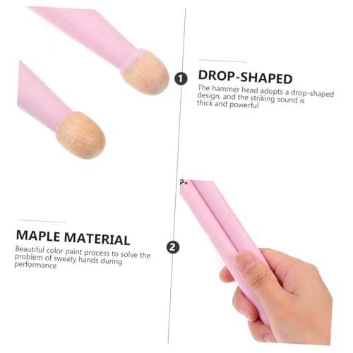 Mikinona 2 pares de baquetas de madera de arce color rosa, ligeras, para principiantes y práctica de percusión miniatura 3