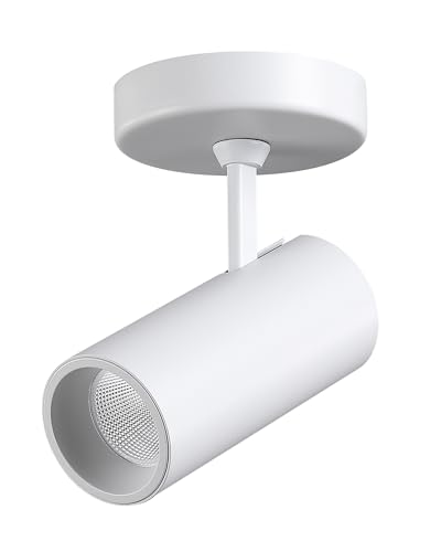 Image of 12W LED Dimmable Ceiling Spotlight Indoor - Adjustable Surface Accent Lamp for Corridor, Living Room, Warm White 3000K, CRI 97 Anti-Glare Picture Artwork Spot Light, White Finish, 2 Packs