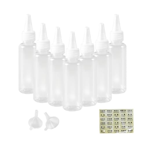 8 Pcs 2oz Plastic Squeeze Bottles with Caps, Reusable Small Squeeze Bottle for Paint Art Lotion Glue Liquids Travel Kitchen and Crafts, with Small Funnel and Blank Label - Main Image