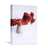 Canvas Wall Art Red Flower Portraiture Colorful Floral Multicolor Photography Portrait Romantics - 12x18 inches