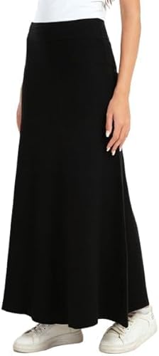 جيبة كلوش طويلة، اسود, أسود, XL