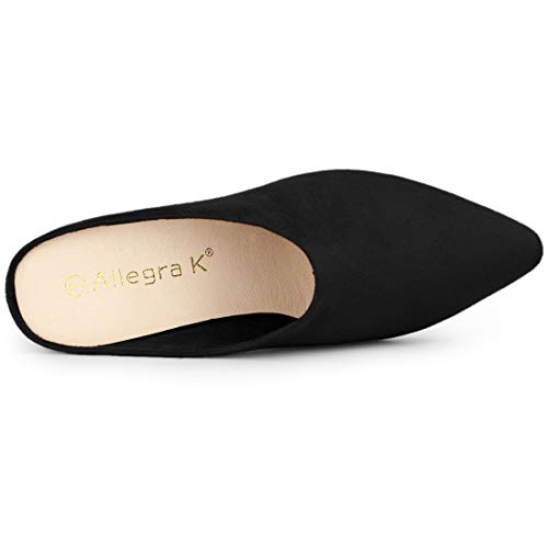 Allegra K Women's Pointed Toe Slip On Block Heel Slide Black Mules - 9.5 M Us #TOP4