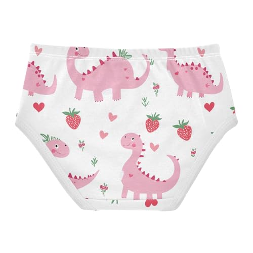 Wusikd Pink Dinosaurs Girls' Underwear Cotton Hearts Strawberry Girls Briefs Soft Toddler Underwear 2T2