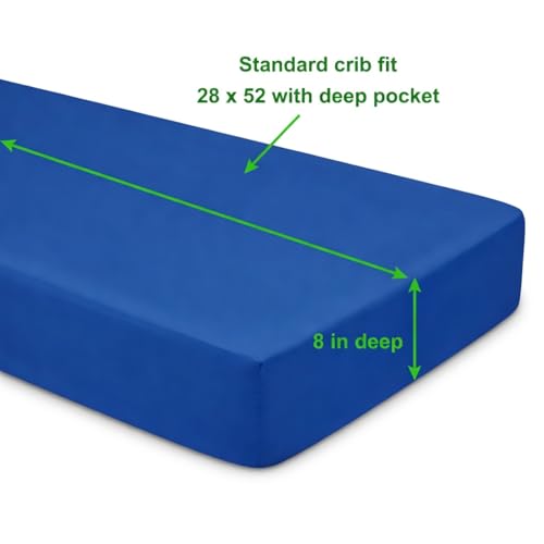 Image of Everyday Kids Fitted Crib Sheet, 100% Soft Breathable Microfiber Baby Sheet, Fits Standard Size Crib Mattress 28in x 52in, Royal Blue Nursery Sheet