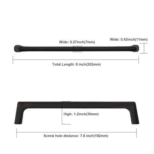Image of 9BUILD Oil Rubbed Bronze Cabinet Pulls - 10 Pack 7.5 Inch Bronze Kitchen Handles