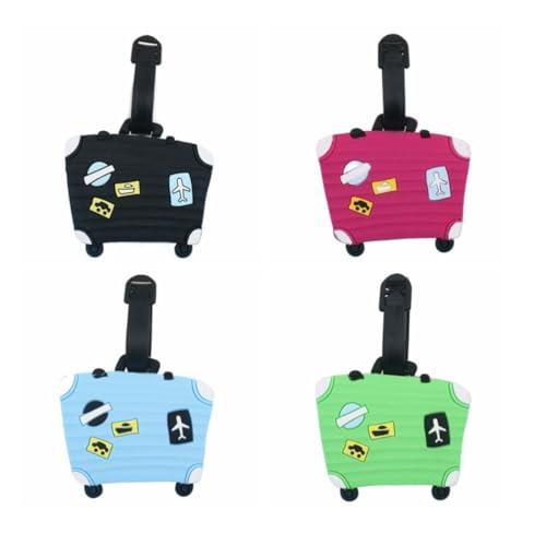 Etiquetas de Equipaje, 4 Piezas Etiquetas de Equipaje de Silicona Baggage Etiquetas Coloridos Etiqueta Maleta Viaje para Identificar el Equipaje, Etiquetas de Identificación de Equipaje