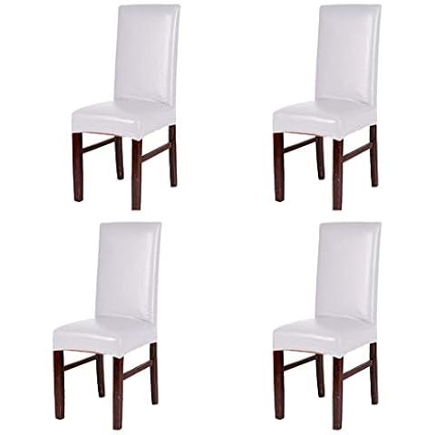 Levoberg PU Leather Dining Chair Cover (4 Pieces, White) Cover