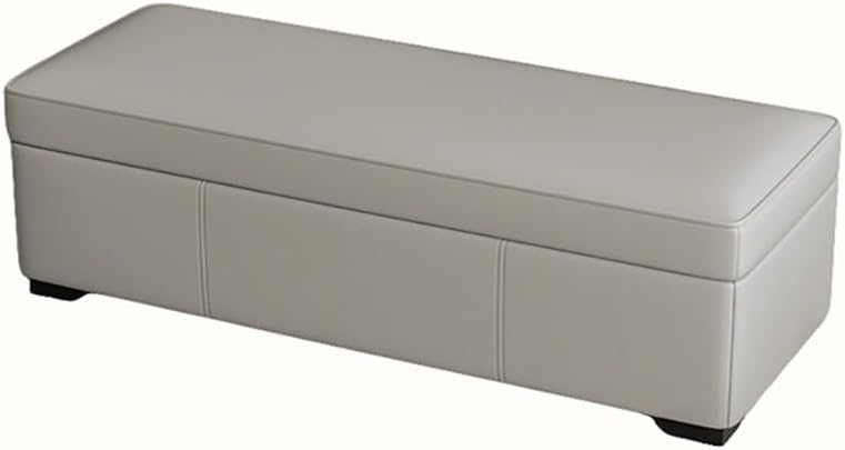 Storage Ottoman Bench Multi-Functional Ottoman Foot Rest End of Bed Bench Storage Chest for Living Room Bedroom Hallway Entryway Holds Up To330lbs(Light Gray,40x40x40cm)