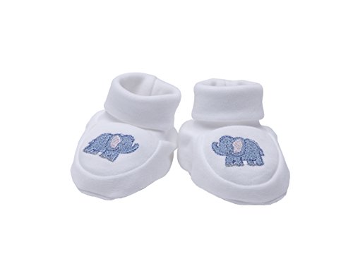 Baby Booties, 3-6 mo, Elephant and Baby, blue