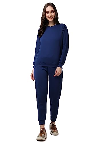 Image of Women's Full Sleeves Round Neck Winter wear Casual Fit Sweatshirt and Jogger Set Cotton Stretchable Comfort Fit and Warm for Cold Season for Everyday Winter Season Wear