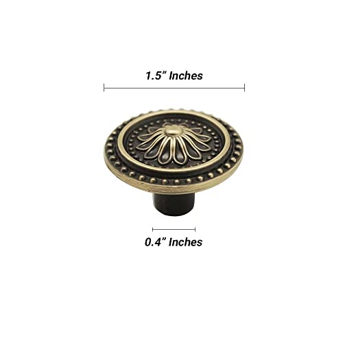 Image of VOLO Antique Brass Cabinet Knob /Wardrobe Door Knobs /Cupboard Drawer Pull Handle /Kitchen Drawer Knob (Knob S-152 Antique), Antique Brass Finish (4)