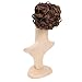 SWACC Short Messy Curly Dish Hair Bun Extension Easy Stretch hair Combs Clip in Ponytail Extension Scrunchie Chignon Tray Ponytail Hairpieces (Dark Brown Medium Auburn Mixed-4/30#)