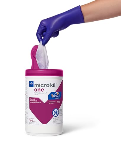 image for Medline Micro-Kill One Germicidal Alcohol Wipes, Effective Disinfectan