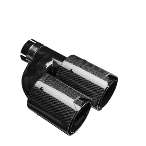 Tubo de escape doble en fibra de carbono brillante y acero negro para modificar coche