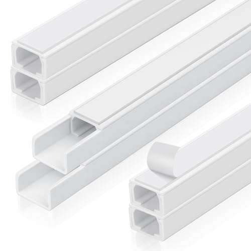 Cozary Canaleta Cables Pared Adhesivo (400mmx15mmx10mm), 6 Piezas Tapa Cables Pared Autoadhesiva Esconder Cables, Organizador Cables para Casa u Oficina
