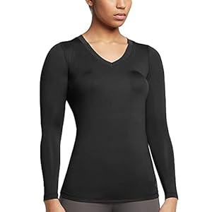 Tommie Copper Women’s Compression Long Sleeve V-Neck Shirt | UPF 50, Breathable Activewear for Upper Body Muscle Support