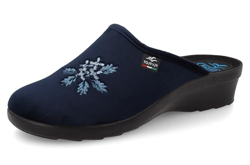 Fly Flot Pantofole Donna In Tessuto con Fiore Ricamato, Sottopiede Antishock, Sandalias deslizantes Mujer, Turquesa, 41 EU